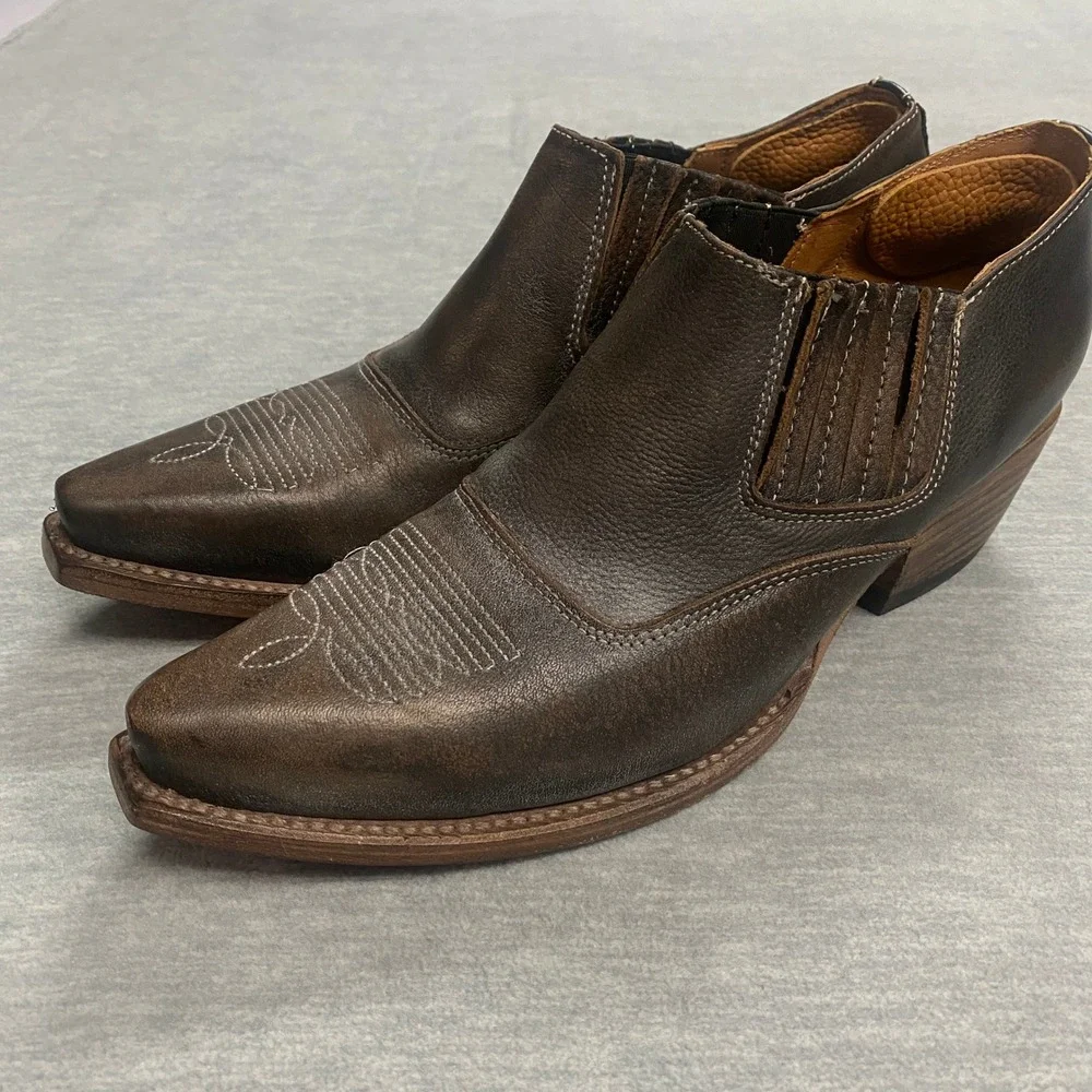 Freebird Wyoming Women's 9 Western Ankle Boots Brown Leather Cowgirl Western - Picture 11 of 16